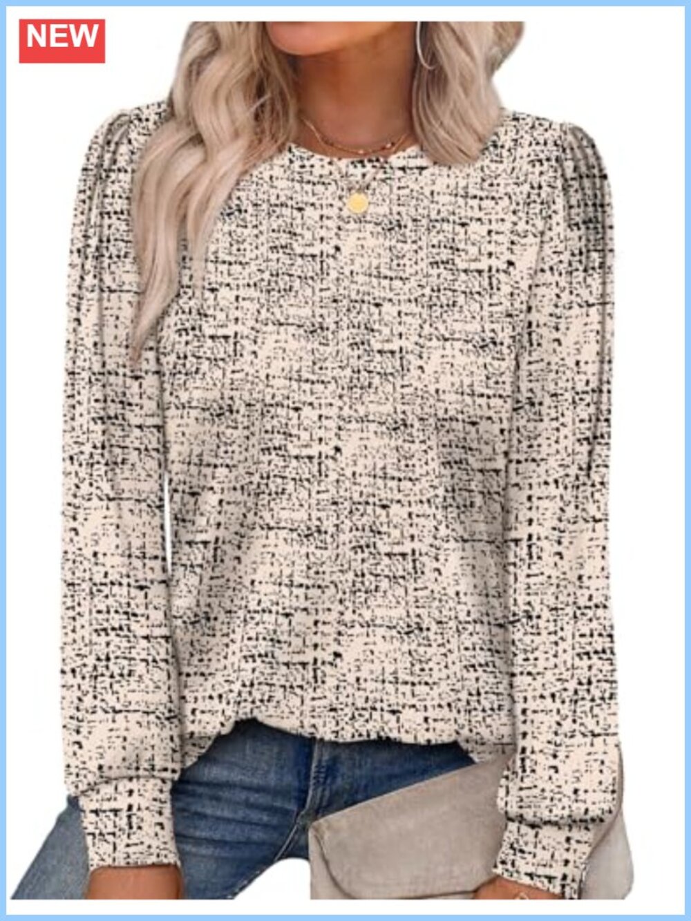 Womens Long Sleeve Tunic Top Crewneck Blouse Polyester Spandex Casual